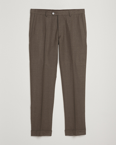 Oscar Jacobson Dandy Turn Up Flannel Trousers Brown – Braun
