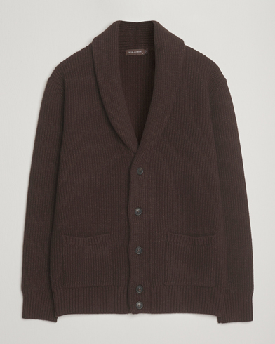 Oscar Jacobson Roland Wool Cardigan Dark Brown – Braun