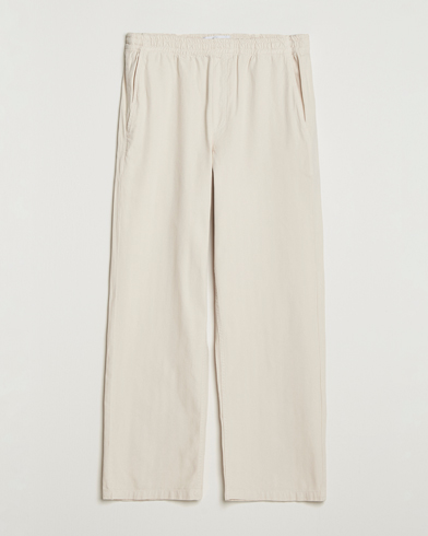 Palmes Lucien Herringbone Cotton Trousers White Sand – Weiß