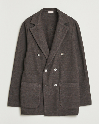 Stenströms Milano Knitted DB Textured Blazer Dark Brown – Braun