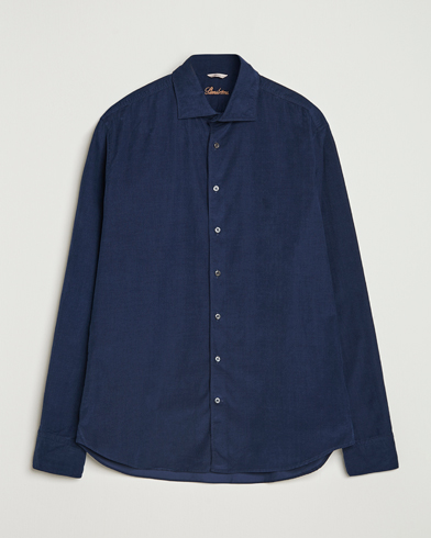 Stenströms Regular Fit Cut Away Cord Shirt Navy – Blau