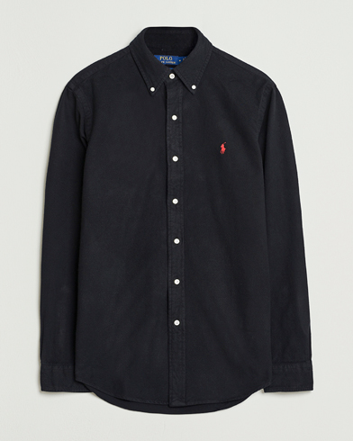 Polo Ralph Lauren Custom Fit Brushed Flannel Shirt Polo Black – Schwarz