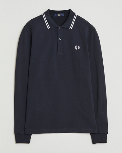 Fred Perry Twin Tipped Long Sleeve Polo Shirt Navy – Blau