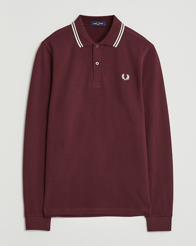 Fred Perry Twin Tipped Long Sleeve Polo Shirt Oxblood – Rot