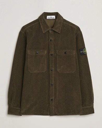 Stone Island Organic Cotton Cord Overshirt Military Green – Grün