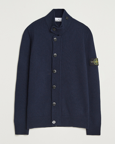 Stone Island Knitted Lambswool Zip Cardigan Navy – Blau