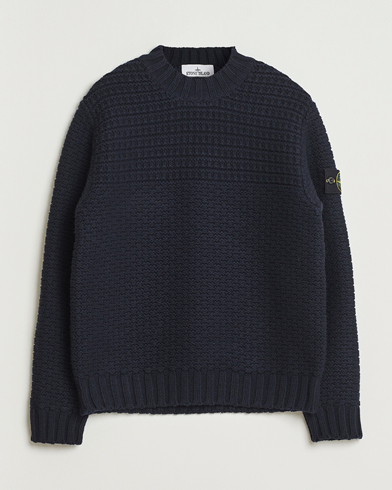 Stone Island Mixed Stiches Wool Knitted Crew Neck Navy – Blau