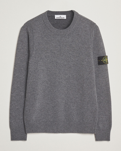 Stone Island Knitted Lambswool Crew Neck Cement Melange – Grau