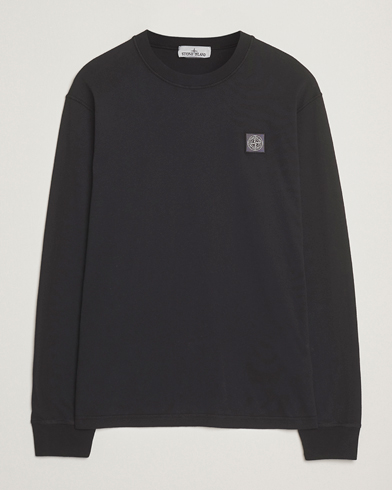 Stone Island Long Sleeve Garment Dyed Cotton Jersey T-Shirt Black – Schwarz