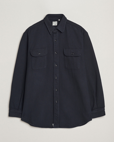 orSlow Brushed Flannel Overshirt Navy – Blau