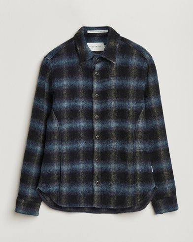 Peregrine Moon Wool Check Overshirt Navy – Blau