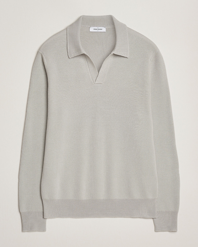 Gran Sasso Heavy Knitted Merino Polo Light Grey Melange – Grau