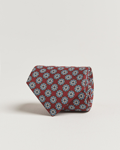E. Marinella 3-Fold Printed Silk Tie Burgundy – Rot