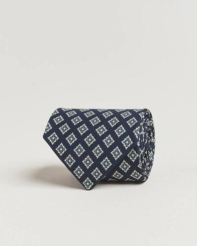 E. Marinella Archivio 3-Fold Printed Silk Tie Navy – Blau