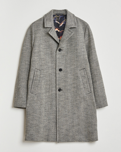 Paul Smith Wool Herringbone Coat Grey – Grau