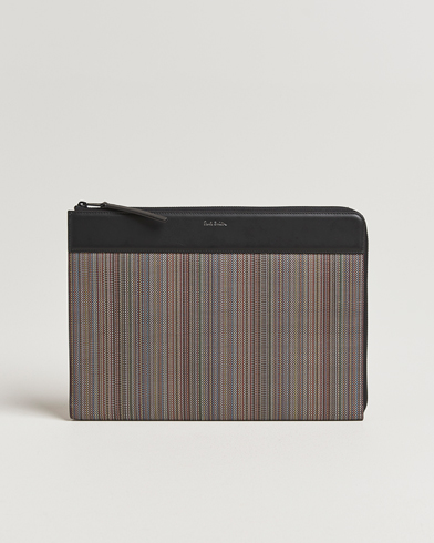 Paul Smith Nylon Stripe Document Case Black Multi – Mehrfarbig