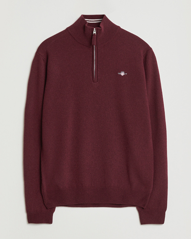 Gant Superfine Lambswool Half Zip Bordeaux Melange – Rot