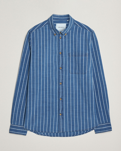 LES DEUX Indigo Stripe Shirt Denim Blue – Blau