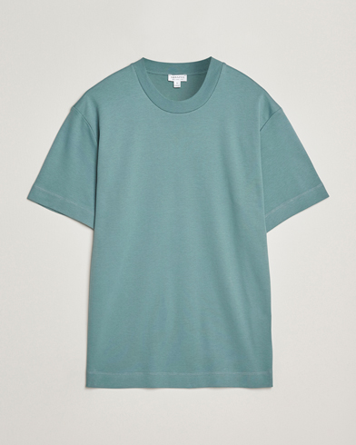 Sunspel Heavy Weight Supima Cotton T-Shirt Steel Green – Grün
