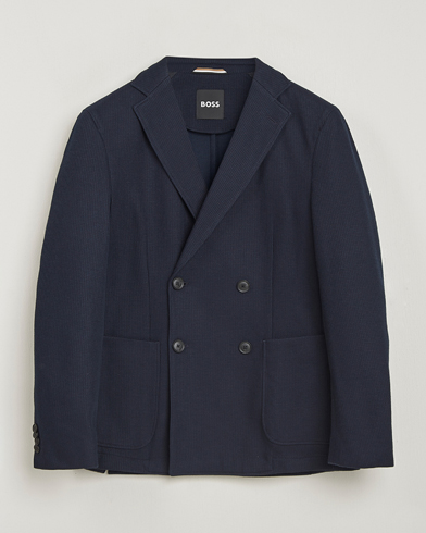 BOSS BLACK Hanry Jersey Double Breasted Blazer Dark Blue – Blau