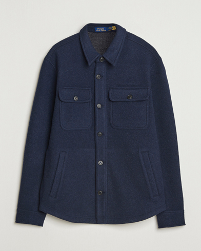 Polo Ralph Lauren Brushed Double Knitted Overshirt Worth Navy Heather – Blau