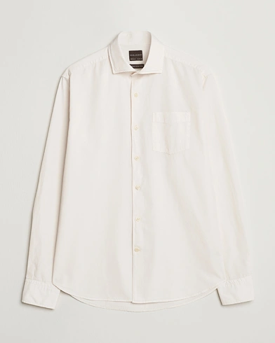 Oscar Jacobson Reg Fit Wide Spread Collar Twill Ecru White – Weiß