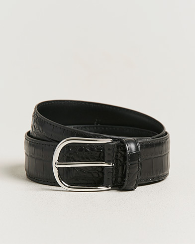 Anderson's Embossed 3,5cm Leather Belt Black – Schwarz
