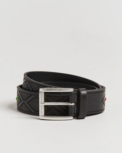Anderson's Diamond Pattern Western 3,5cm Belt Black – Schwarz