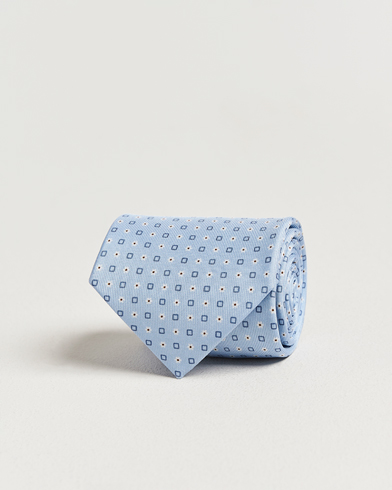 E. Marinella 3-Fold Printed Silk Tie Light Blue – Blau
