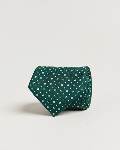 E. Marinella 3-Fold Printed Silk Tie Dark Green – Grün