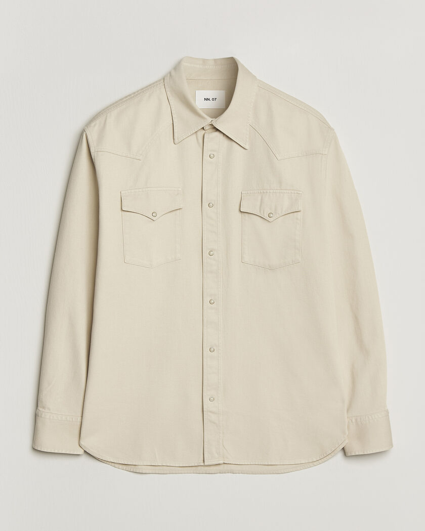 NN07 Ricky Western Denim Shirt Ivory – Beige