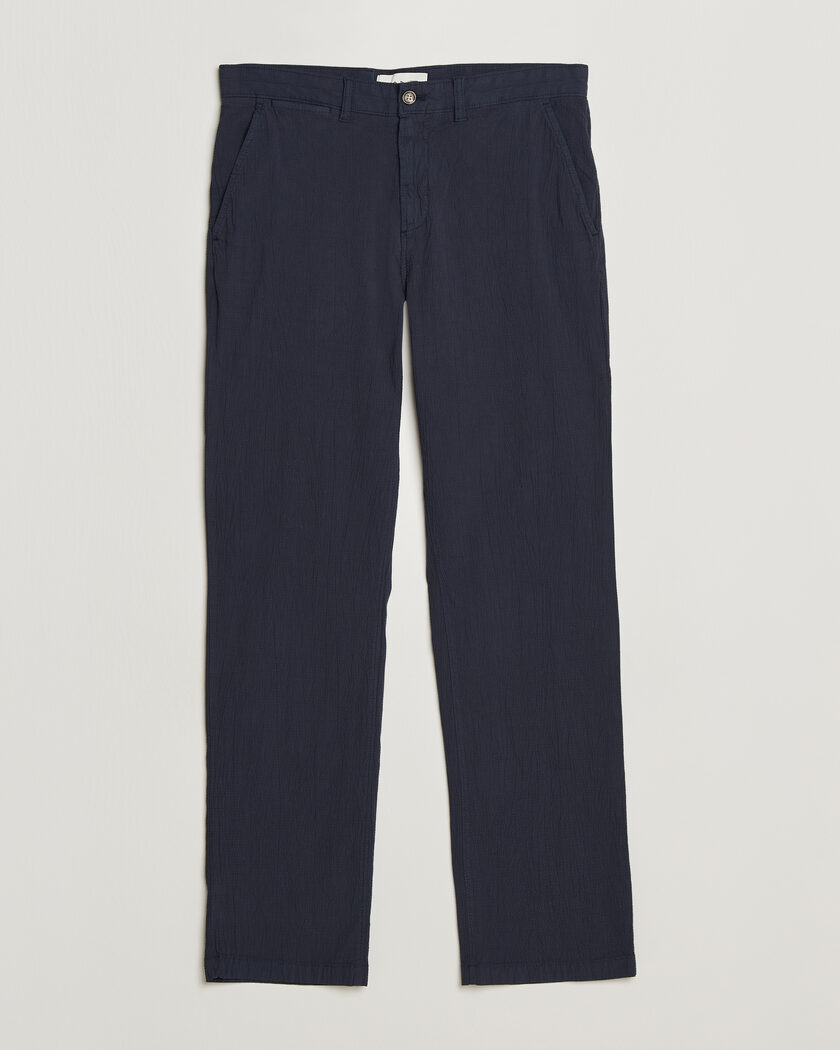 Gant Regular Fit Garment Dyed Seersucker Pants Evening Blue – Blau