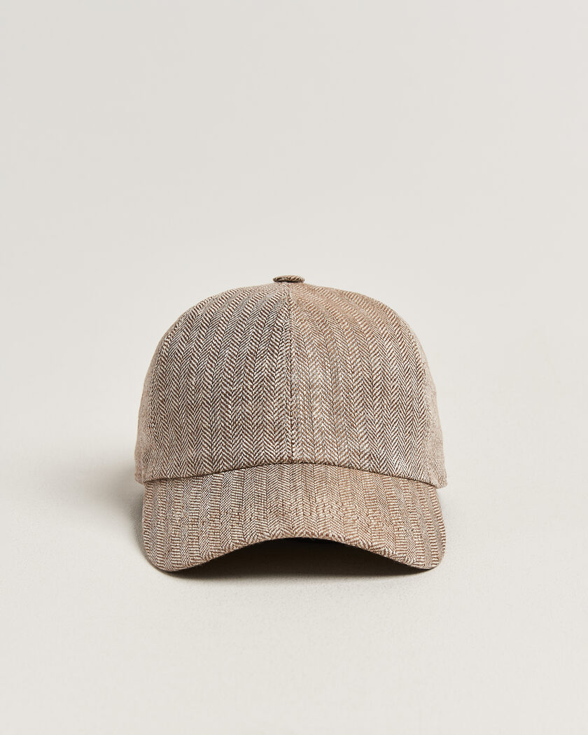 Wigéns Baseball Linen Herringbone Cap Brown – Braun