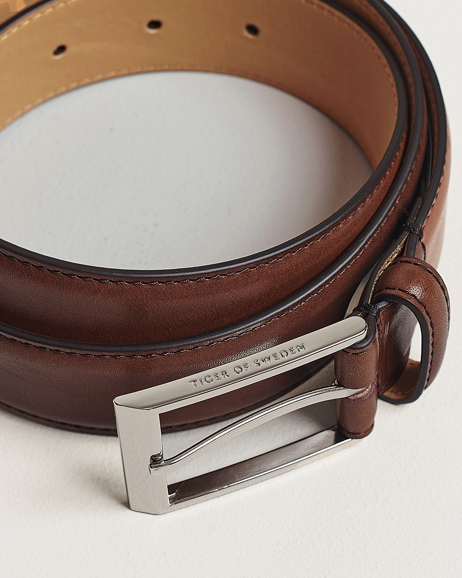 Herren |  | Tiger of Sweden | Helmi Leather 3,5 cm Belt Brown