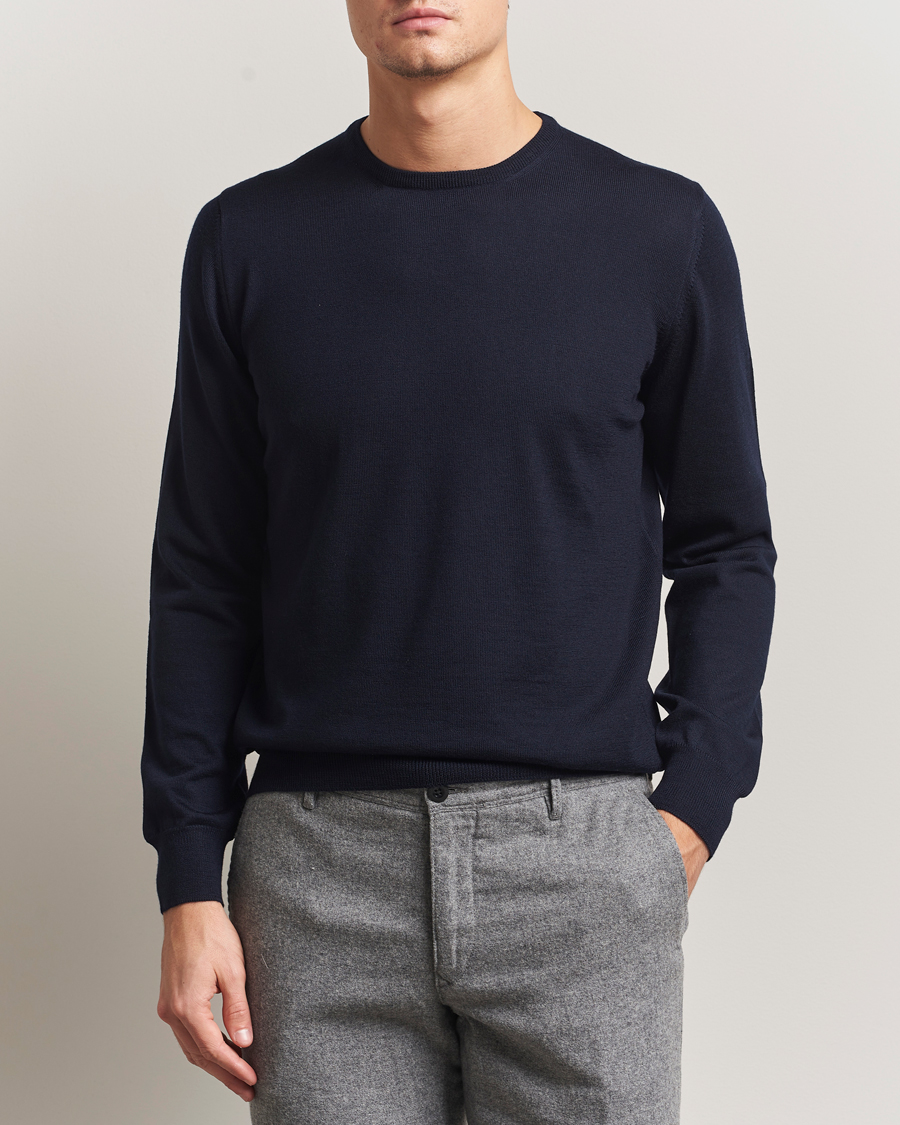 Herren | Pullover | Gran Sasso | Merino Fashion Fit Crew Neck Pullover Navy