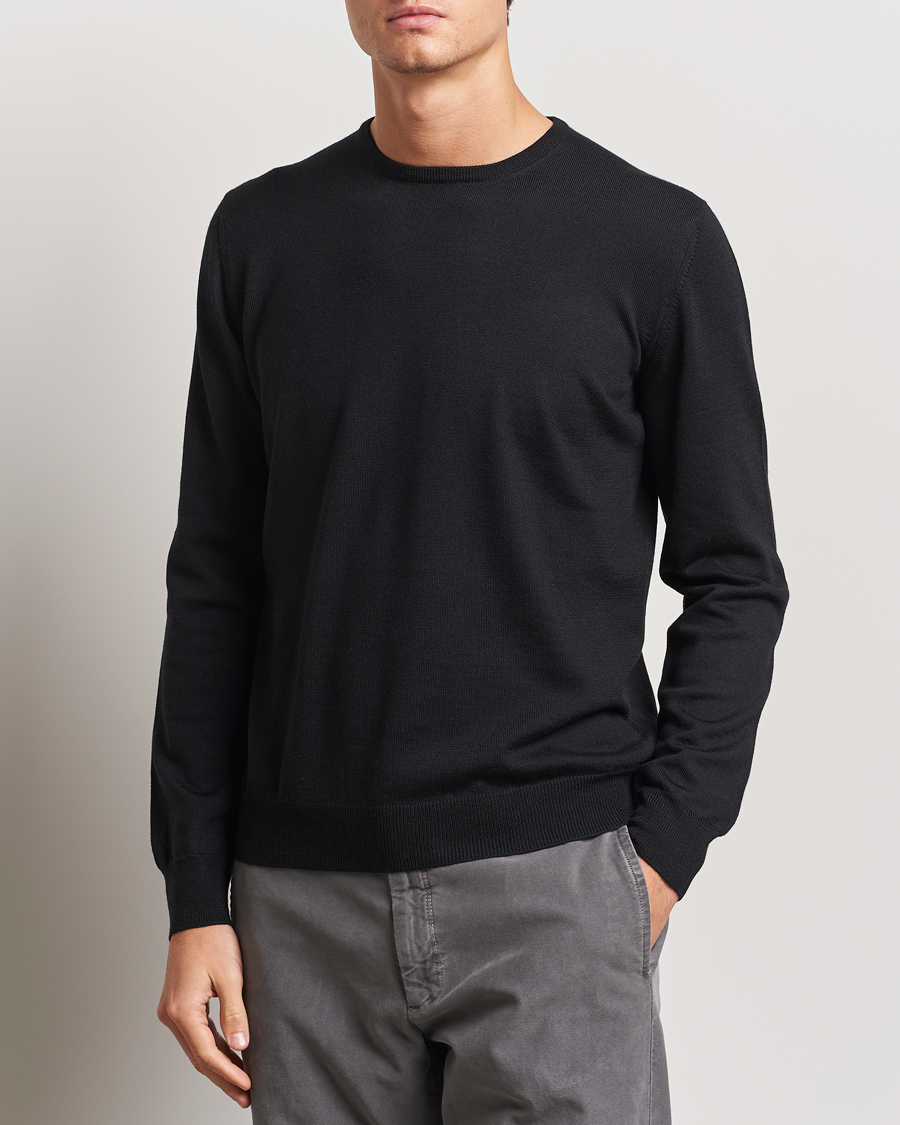 Herren |  | Gran Sasso | Merino Fashion Fit Crew Neck Pullover Black