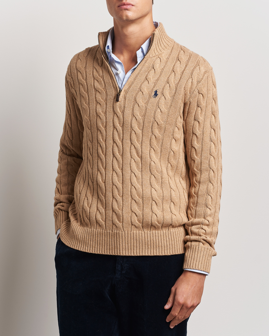 Herren |  | Polo Ralph Lauren | Cotton Cable Half Zip Camel Melange