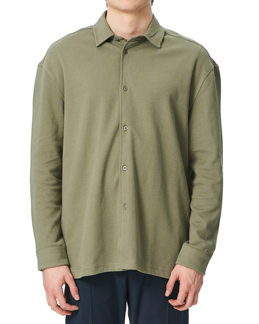 Herren | Pullover | Samsøe Samsøe | Samsøe & Samsøe Abuto Cotton Piquet Shirt Deep Lichen Green