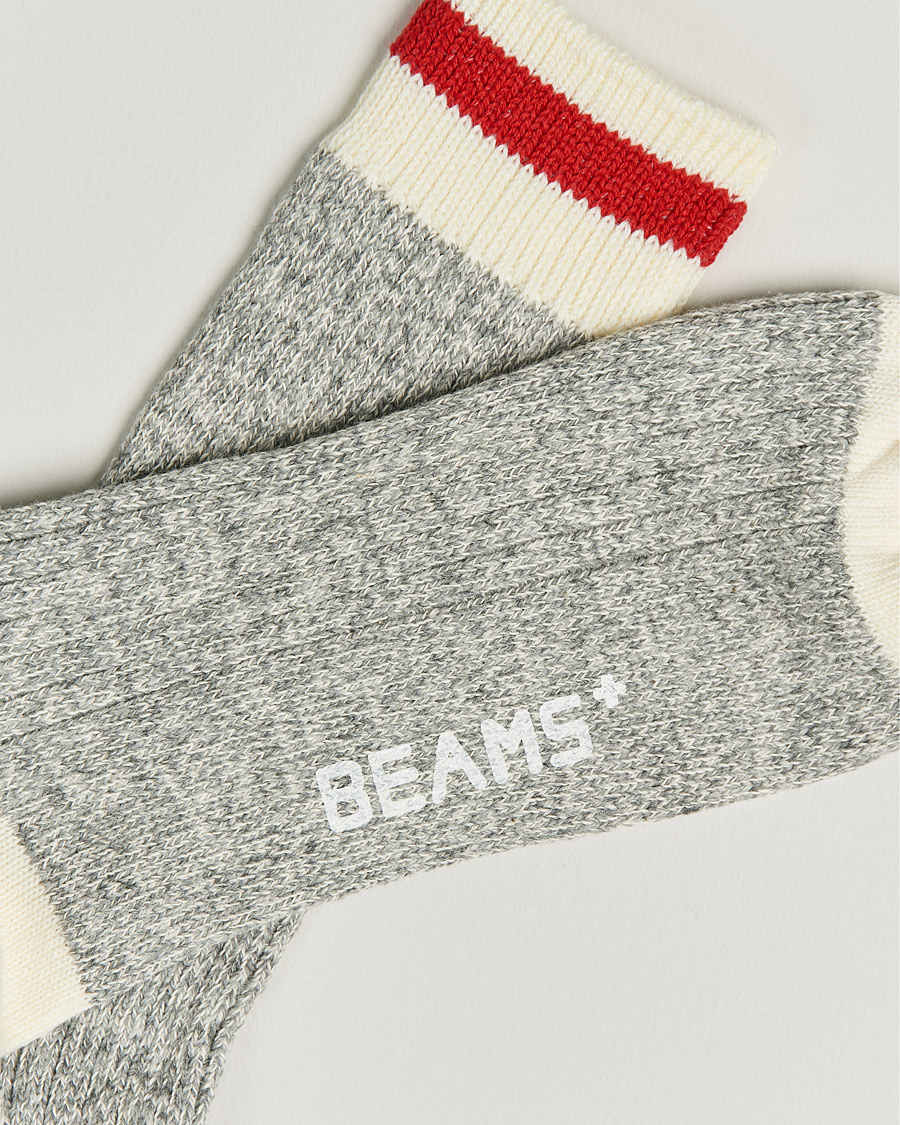 Herren |  | BEAMS PLUS | Rag Socks Grey/Red