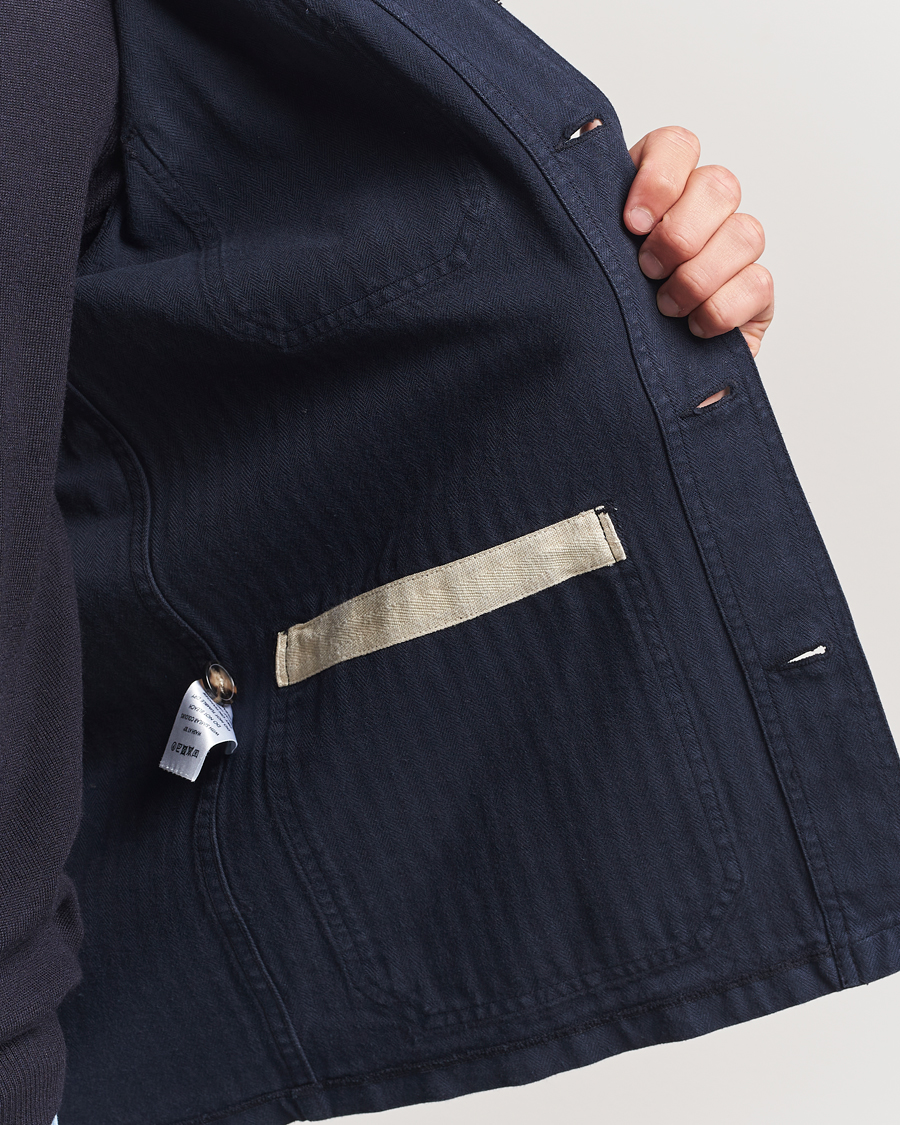 Herren | Jacken | A Day's March | Herringbone Overshirt Navy