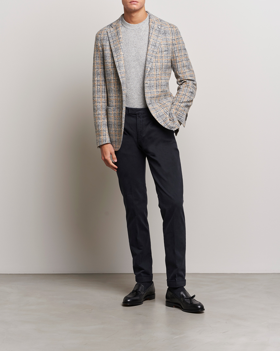Herren | Sakkos | L.B.M. 1911 | Jack Checked Cotton/Wool Jersey Blazer Grey