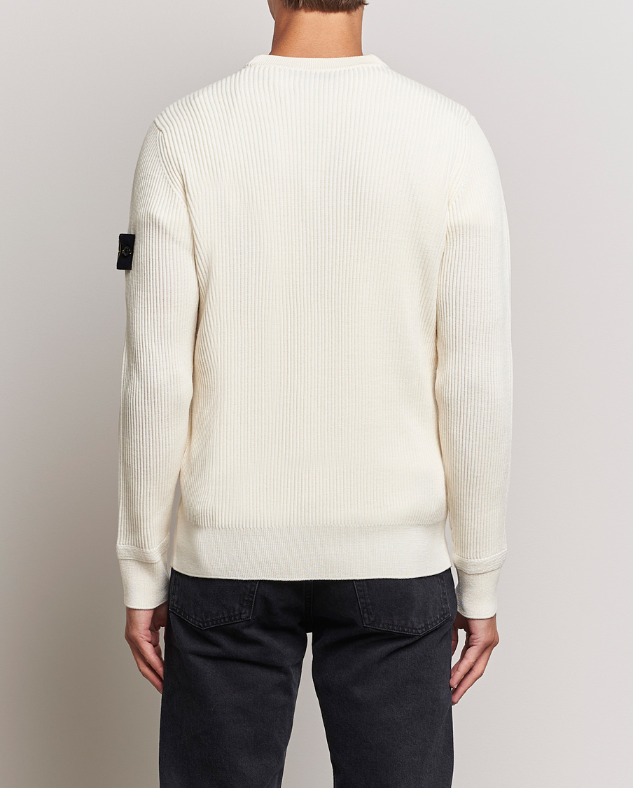 Herren | Pullover | Stone Island | Rib Knitted Wool Sweater Natural