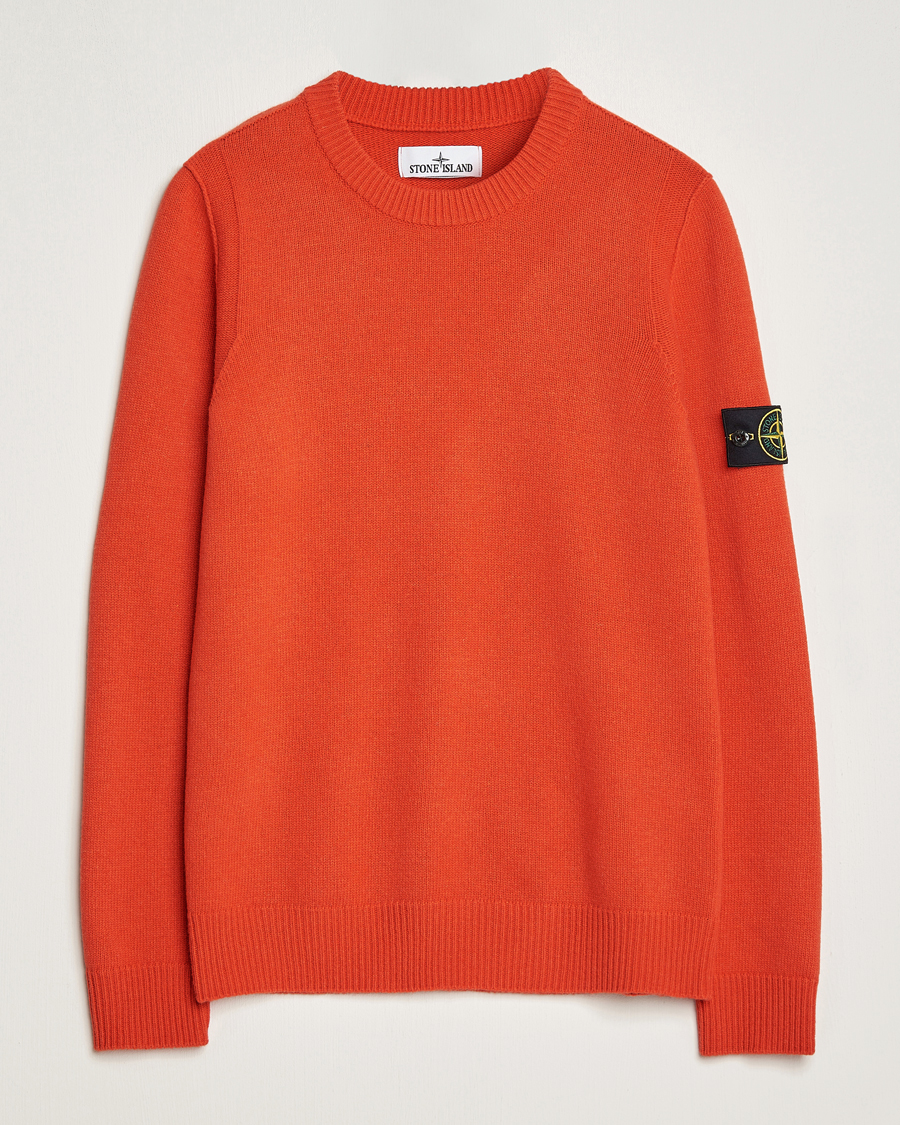 Herren | Pullover | Stone Island | Knitted Lambwool Sweater Orange Red