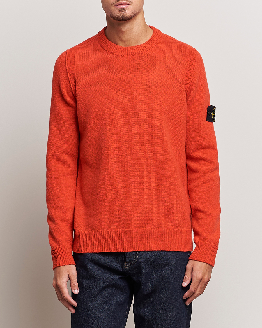 Herren | Pullover | Stone Island | Knitted Lambwool Sweater Orange Red