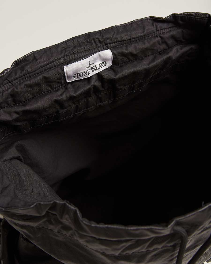 Herren | Stone Island Garment Dyed Mussola Gommata Canvas Backpack Black | Stone Island | Garment Dyed Mussola Gommata Canvas Backpack Black