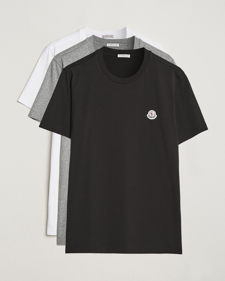 Herren | T-Shirts | Moncler | 3-Pack Logo T-Shirt Black/Grey/White