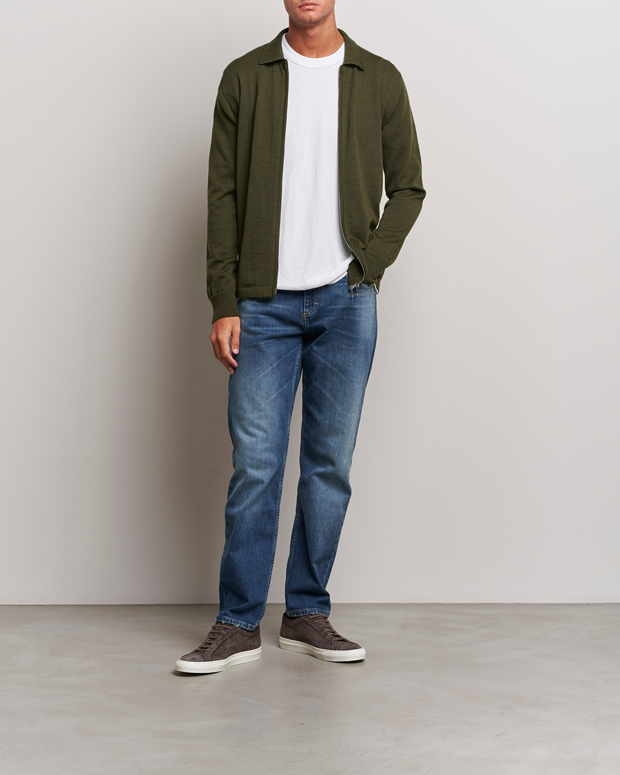 Herren | Pullover | J.Lindeberg | Nyle True Merino Zip Cardigan Forest Green
