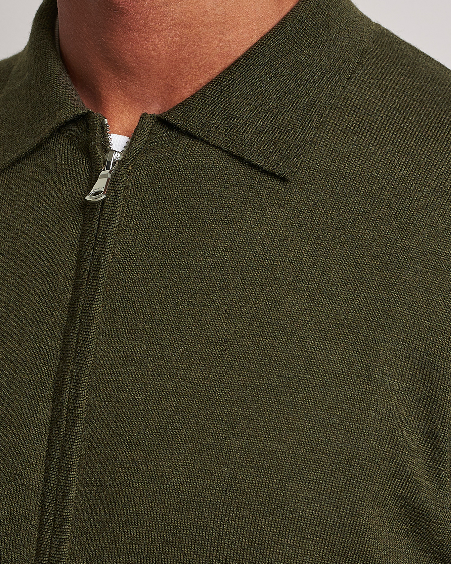 Herren | Pullover | J.Lindeberg | Nyle True Merino Zip Cardigan Forest Green