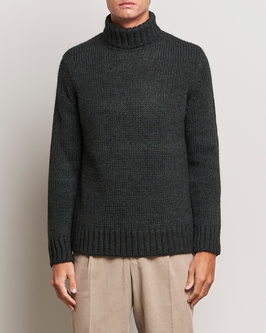 Herren | Pullover | Oscar Jacobson | Rod Wool/Alpaca Heavy Knit Rollneck Green