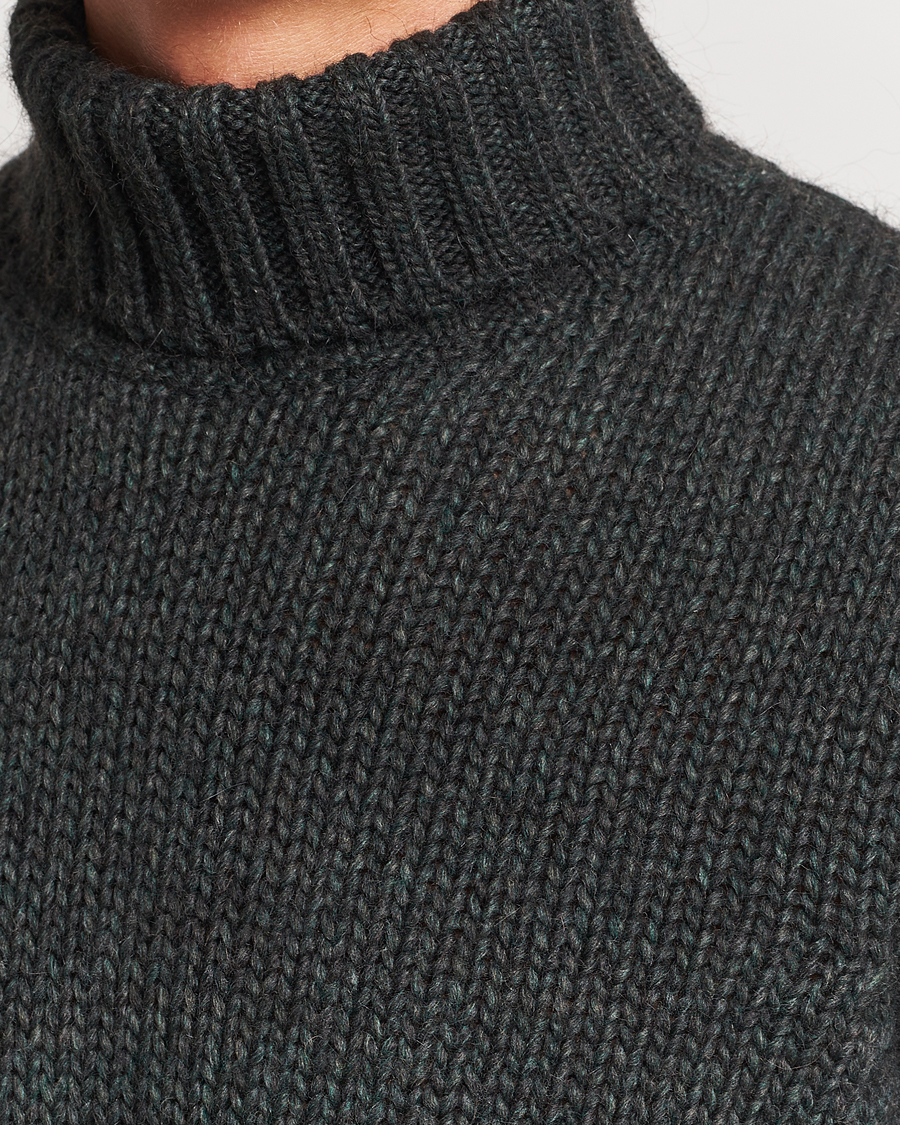 Herren | Pullover | Oscar Jacobson | Rod Wool/Alpaca Heavy Knit Rollneck Green